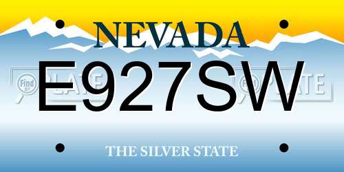 E927SW Nevada License Plate