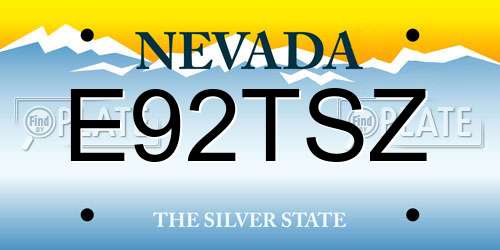 E92TSZ Nevada License Plate