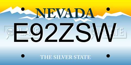E92ZSW Nevada License Plate