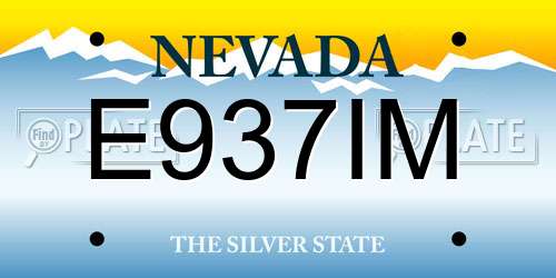 E937IM Nevada License Plate