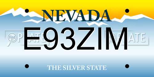 E93ZIM Nevada License Plate