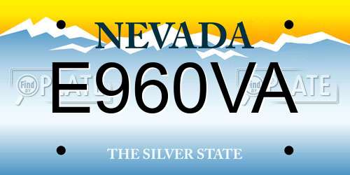 E960VA Nevada License Plate