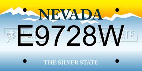 E9728W Nevada License Plate