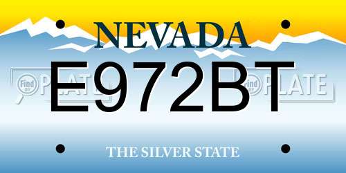 E972BT Nevada License Plate