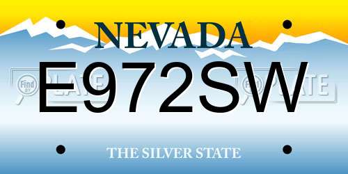 E972SW Nevada License Plate