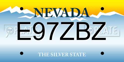 E97ZBZ Nevada License Plate