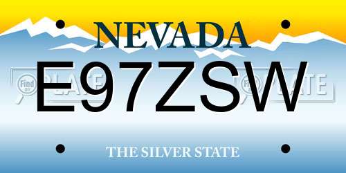 E97ZSW Nevada License Plate