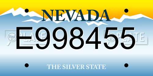 E998455 Nevada License Plate