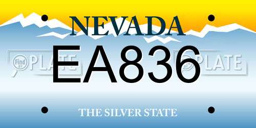 EA836 Nevada License Plate