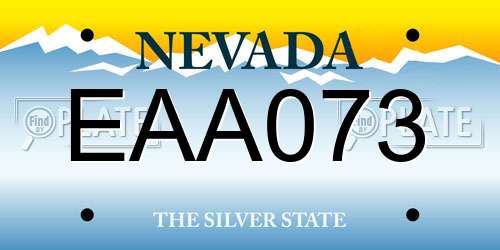 EAA073 Nevada License Plate