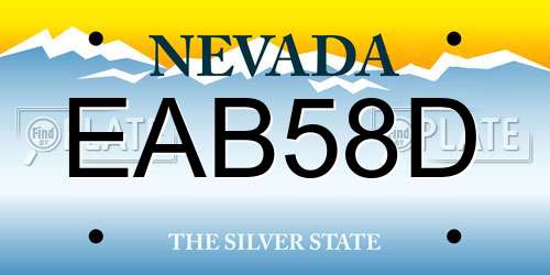 EAB58D Nevada License Plate