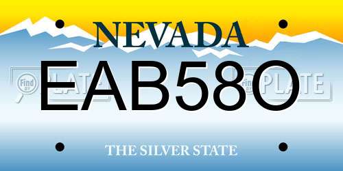 EAB58O Nevada License Plate