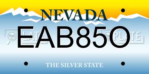 EAB85O Nevada License Plate