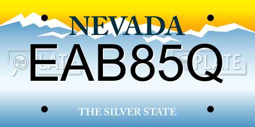 EAB85Q Nevada License Plate