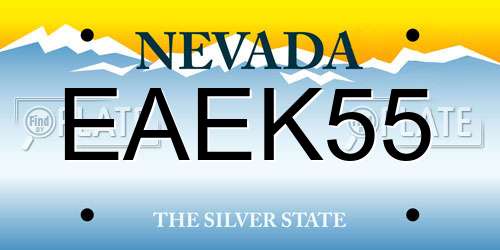 EAEK55 Nevada License Plate