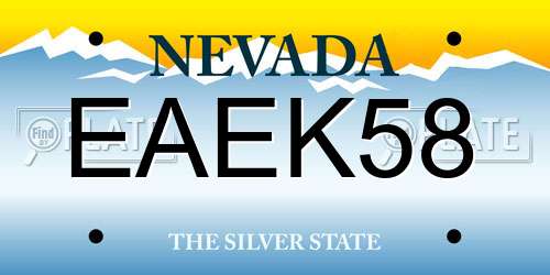 EAEK58 Nevada License Plate