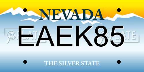 EAEK85 Nevada License Plate