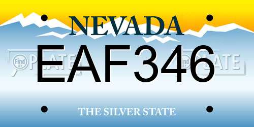 EAF346 Nevada License Plate