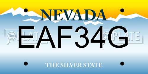 EAF34G Nevada License Plate