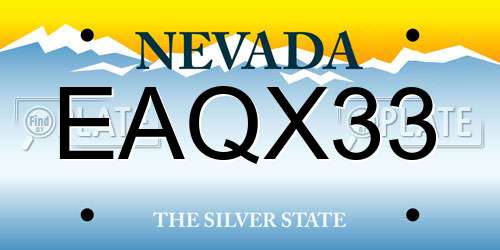 EAQX33 Nevada License Plate
