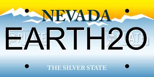 EARTH2O Nevada License Plate