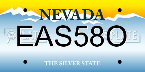 EAS58O Nevada License Plate