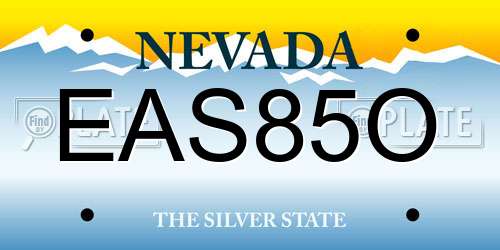 EAS85O Nevada License Plate