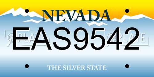 EAS9542 Nevada License Plate