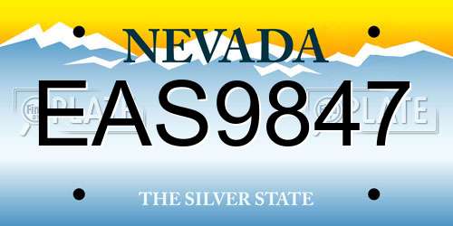 EAS9847 Nevada License Plate