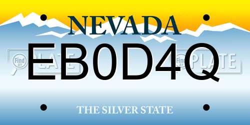 EB0D4Q Nevada License Plate