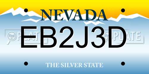 EB2J3D Nevada License Plate