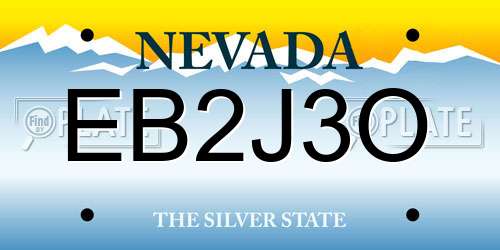 EB2J3O Nevada License Plate