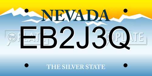 EB2J3Q Nevada License Plate