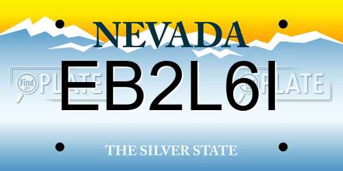 EB2L6I Nevada License Plate