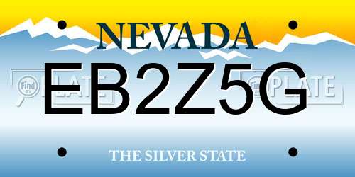 EB2Z5G Nevada License Plate