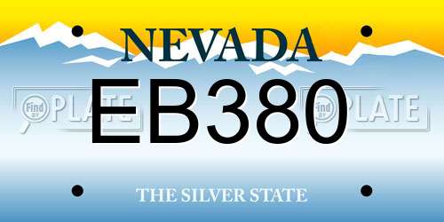 EB380 Nevada License Plate