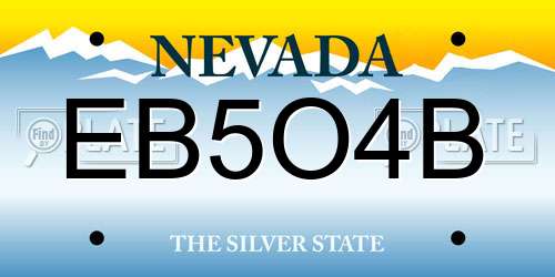 EB5O4B Nevada License Plate