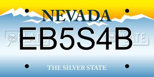 EB5S4B Nevada License Plate