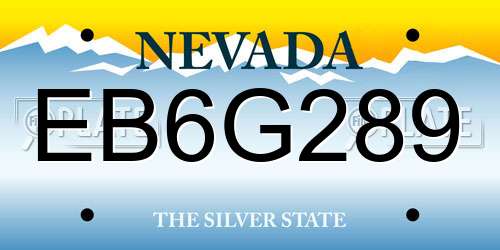 EB6G289 Nevada License Plate