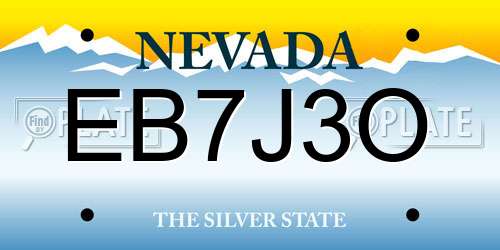 EB7J3O Nevada License Plate