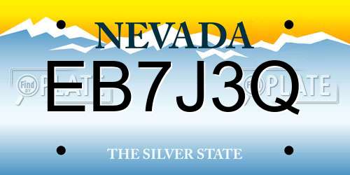 EB7J3Q Nevada License Plate