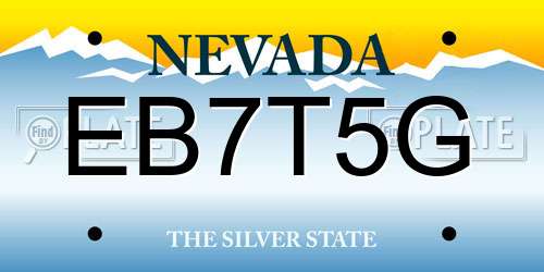 EB7T5G Nevada License Plate