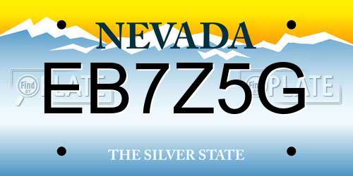 EB7Z5G Nevada License Plate