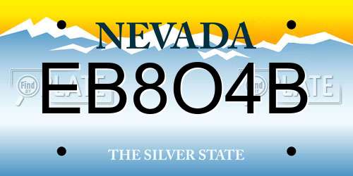 EB8O4B Nevada License Plate
