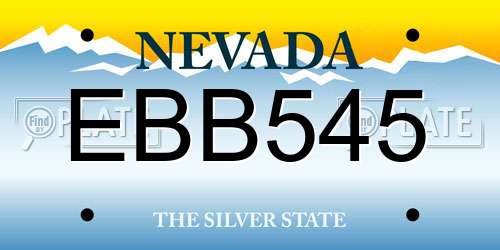 EBB545 Nevada License Plate