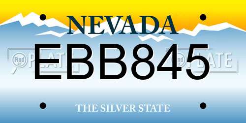 EBB845 Nevada License Plate