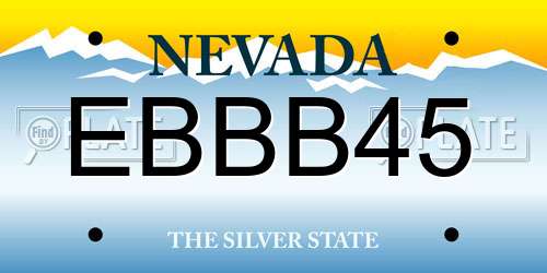 EBBB45 Nevada License Plate