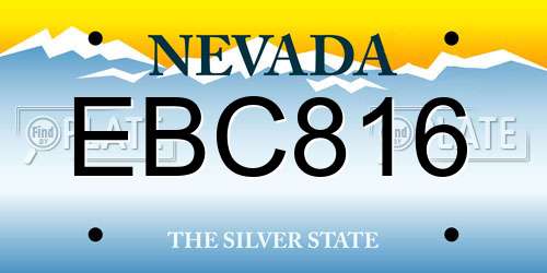 EBC816 Nevada License Plate