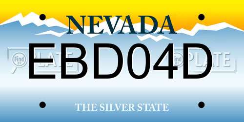 EBD04D Nevada License Plate