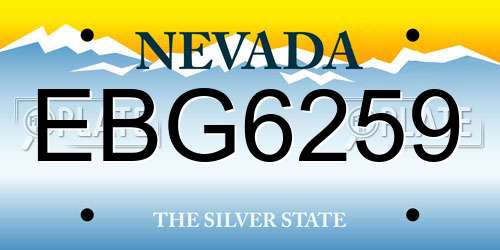 EBG6259 Nevada License Plate